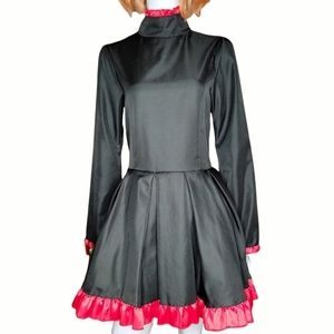Red black goth lolita poofy cosplay anime costume dress uwowo size large
